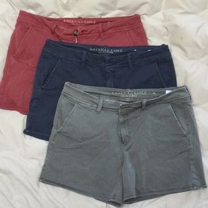 3 pairs American Eagle super stretch shorts
